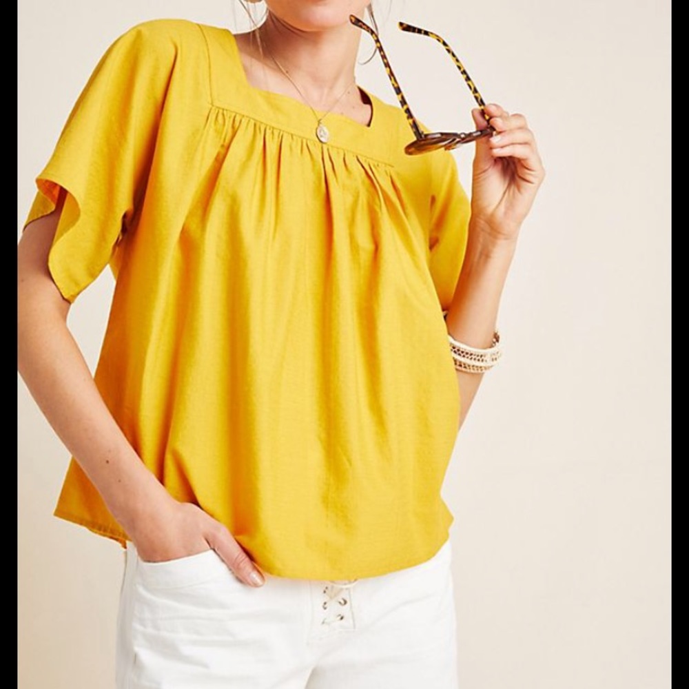 Frye x Anthropologie Marin Mustard blouse XS NWT